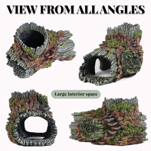 Image of Aquarium Decorations Hollow Tree Trunk Fish Tank Accessories Stump Shelter for Betta Hideout Caves Driftwood for Aquarium Simulation Tree Decor with Holes