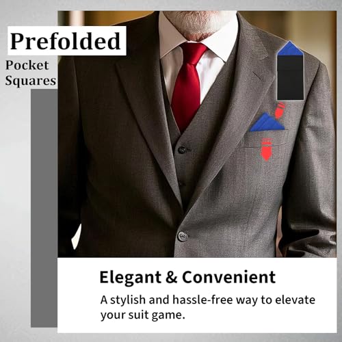 Image of Mens Pre-Folded Pocket Squares on Card Pocket Handkerchief for Suit Accessories