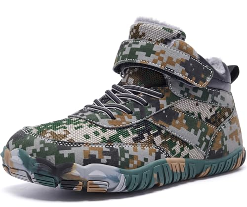 YINGCSM Boys Winter Boots Camouflage Snow Warm Faux Fur Lined Water-Resistant Shoes (Little Kid/Big Kid)