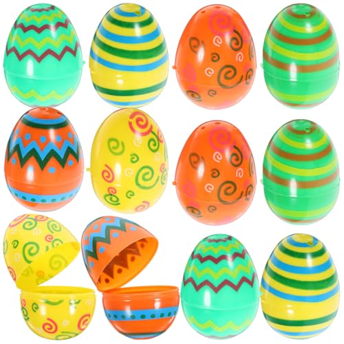 FRCOLOR 12 Huevos de Pascua de Plástico Reutilizables Y Rellenables.