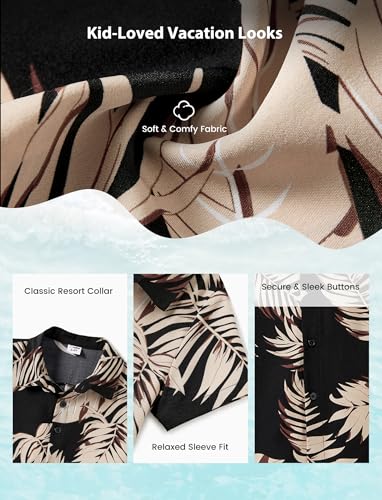 Image of PATPAT Family Hawaiian Matching Outfits - Mommy and Me Vacation Outfits | Halter Sundresses and Button Down Shirts,Caribbean Vacation Summer Tropical Outfits,Hawaiian Boho Tropical Floral Printed