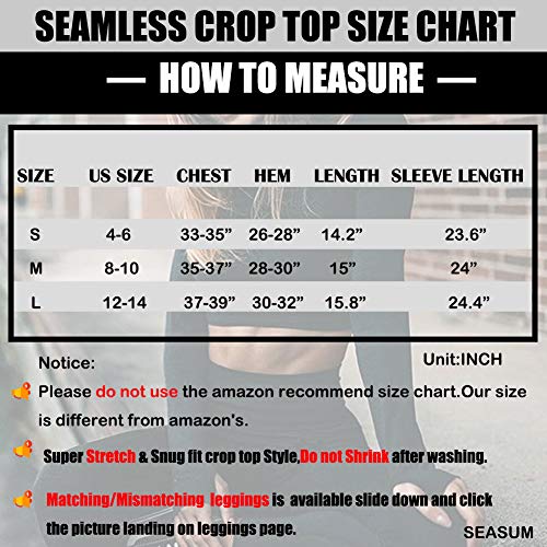 Women's Yoga Gym Crop Top Compression Workout Athletic Long Sleeve Shirt M