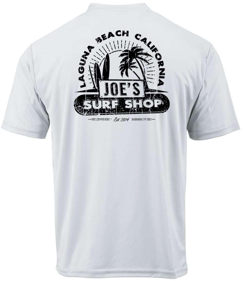 JOES SURF SHOP Vintage Beach Moisture Wicking Graphic Tee-L-White