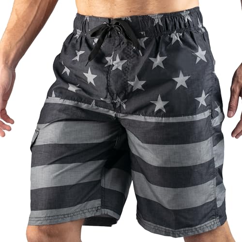Kanu Surf Men's Infinite Swim Trunks (Regular & Extended Sizes), Flag II Black, X-Large