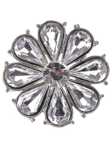 Alilang Floral Petals Silver Tone Clear Crystal Rhinestone Daisy Flower