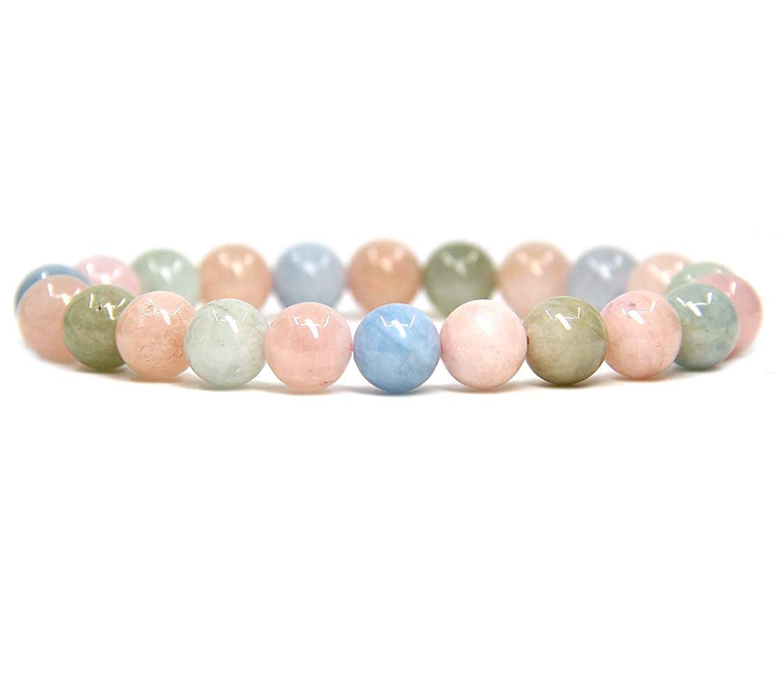 AngelstonesHandmade Gem Semi Precious Gemstone 8mm Round Beads Stretch Bracelet 7" Unisex