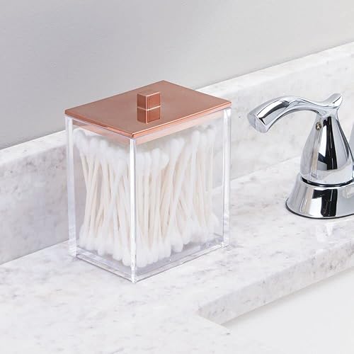 Miniatura 3 de mDesign - Juego de accesorios para encimeras de baño de plástico, incluye bomba dispensadora de jabón, soporte para cepillos de dientes dividido,
