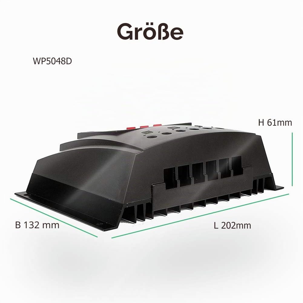 SolaMr 50A Solarladeregler 12V/24V/36V/48V Automatische Spannungserkennung Intelligenter Regler mit LCD Display für Solar Home System - WP5048D