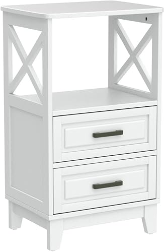 Miniatura 63 de Estación de carga para mesita de noche, mesa auxiliar alta de granja para dormitorio, sala de estar, 16 pulgadas de profundidad x 16 pulgadas de