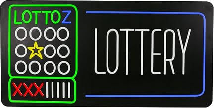 Lottery Neon Sign Board – Multicolor LED Lotto Light Sign, 35" × 17" Acrylic Hanging Neon Display with Adapter & Chain for Convenience Store, Gas Station & Retail Shop Décor