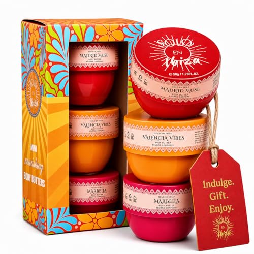 Solo en Ibiza Body Butter Beauty Gift Set for Women 3 Pcs Mini Body Cream Kit Travel Size Scented -Rio De Janeiro Brazilian Skin Care Gift Set Moisturizing Body Bum Cream 1.7 oz Each