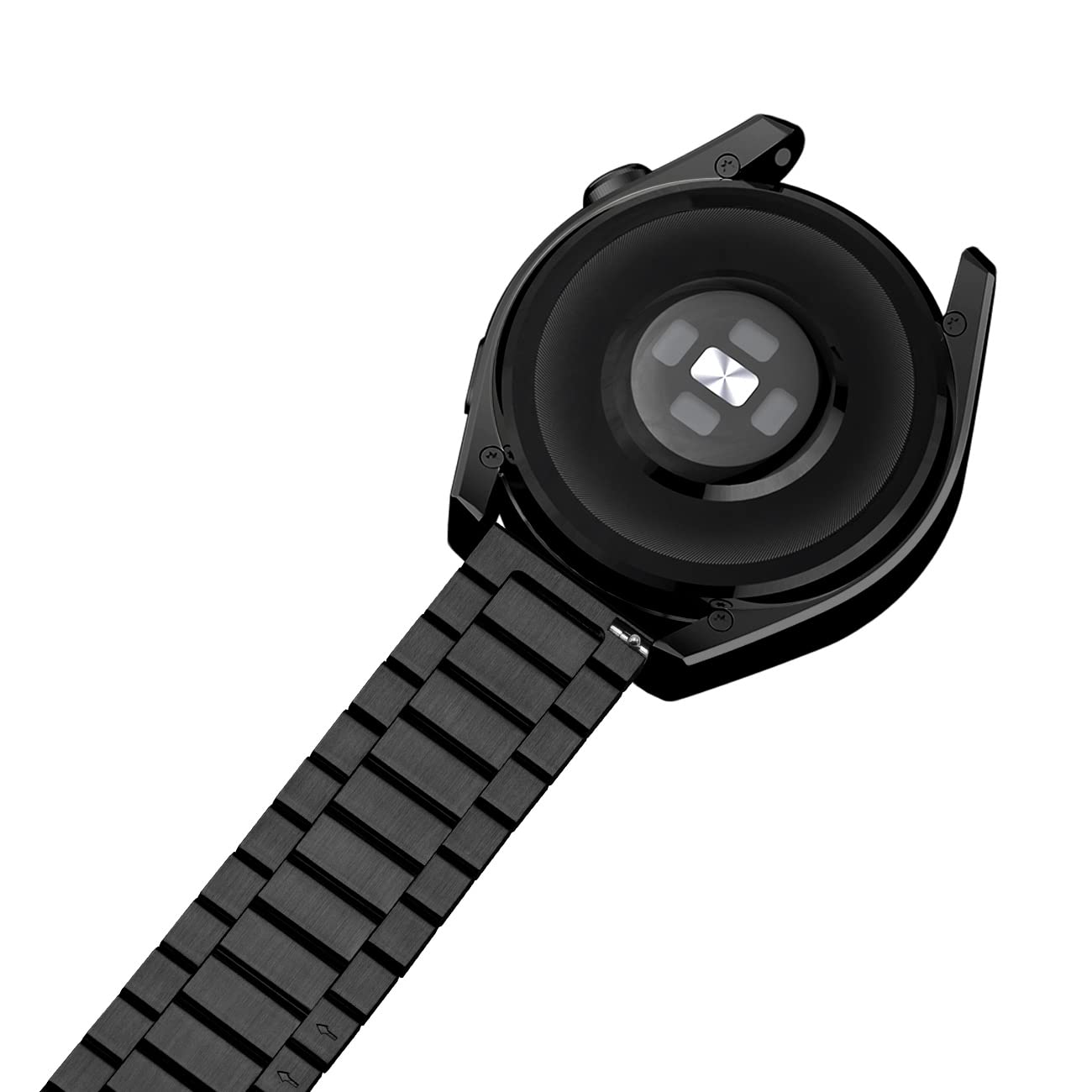 Bracelet de montre fin solide en acier inoxydable brossé mat à libération rapide pour homme et femme 18 mm boucle pliable noire