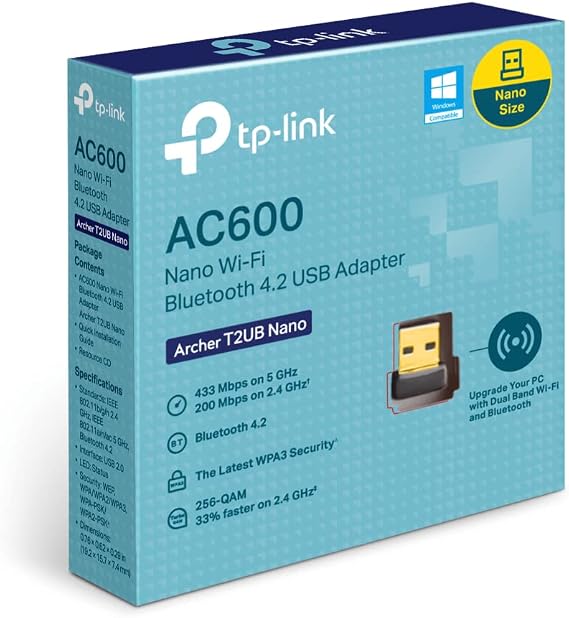 TP-Link Archer T2UB Nano, AC600 Nano Wi-Fi Bluetooth 4.2 USB Adapter