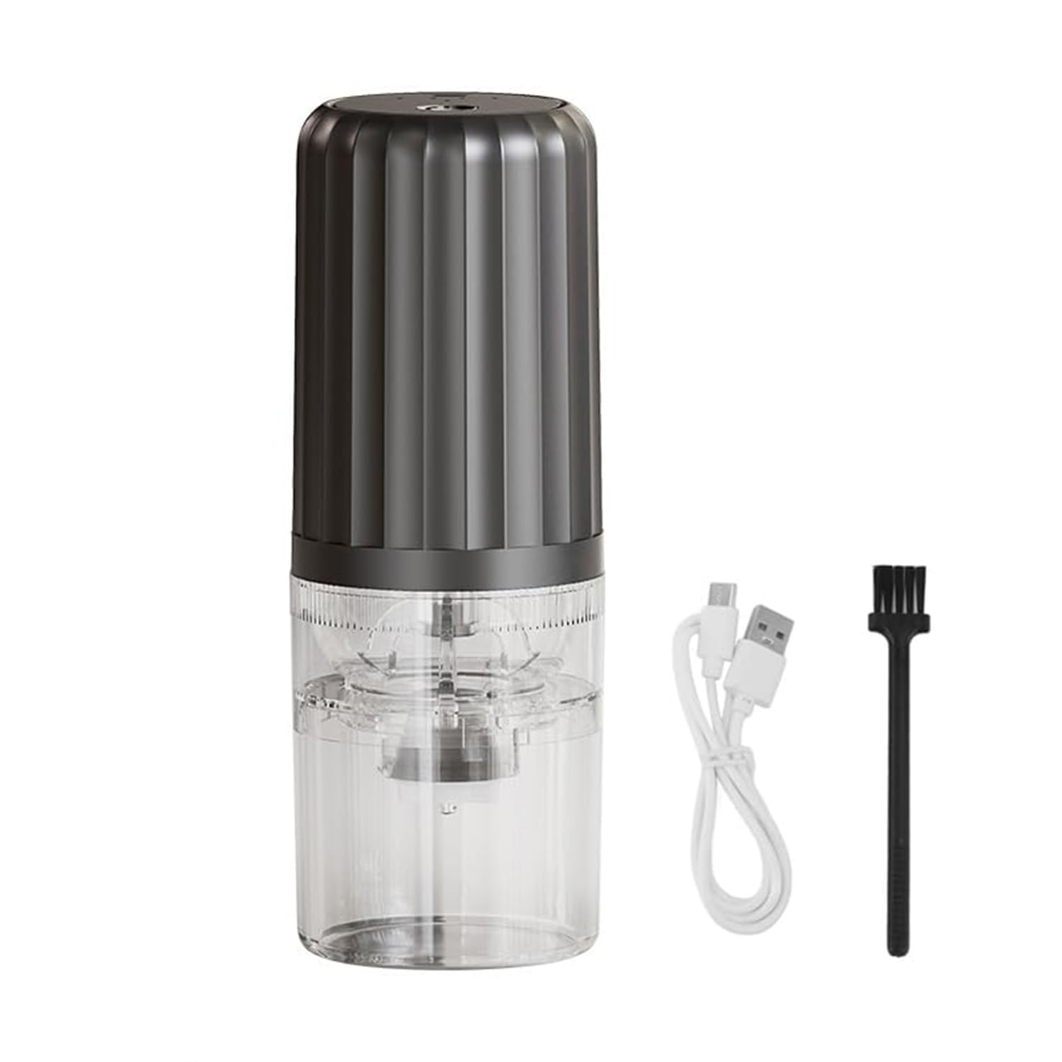 Macinacaffè Elettrico, Ricarica USB Portatile, Lama in Ceramica Regolabile, Grande capacità di 15 Once, Rimovibile per Una Facile Pulizia (Grey)