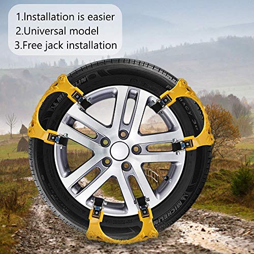 Car Snow Chains - Premium Quality Strong Durable All Season Anti-Skid Car, SUV, and Pick Up Patterned Tire Chains for Emergencies and Road Trip