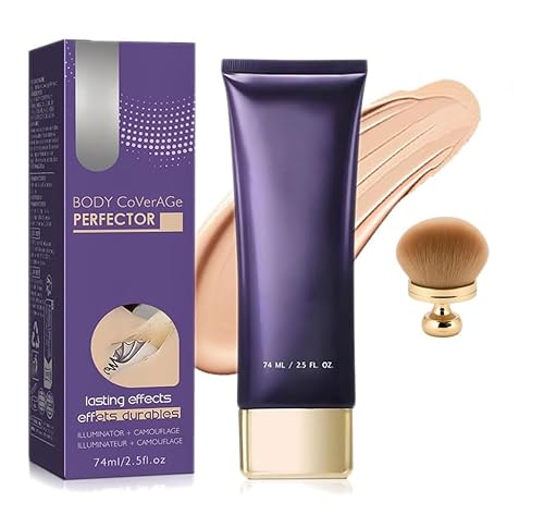 オールオーバーコンプレクションパーフェクター(ボディメイクブラシ付き)、全身カバー、ウォータープルーフタトゥーコンシーラー、長時間持続する汗に強い脚と肌のメイクアップ(1 pcs)