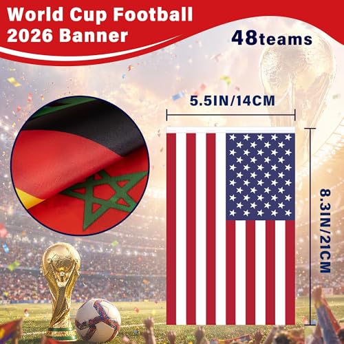 Image of 2026 World Cup Flag Banner, 48 Countries International Bunting, Soccer Tournament National String Pennant for Sports Bar, Club, Home Garden, Party Decorations, Banderas del Mundial (5.5 inch x 8.3 inch-45 ft)