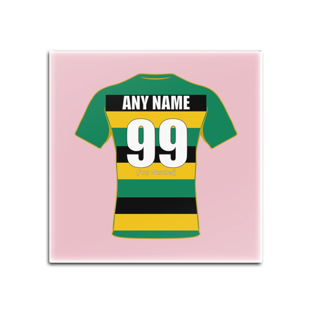 Personalised Gift - Northampton Saints Square Glass Coaster (Rugby Union Design Theme, Colour Options) - Any Name/Message on Your Unique Mat Pad - Jimmies