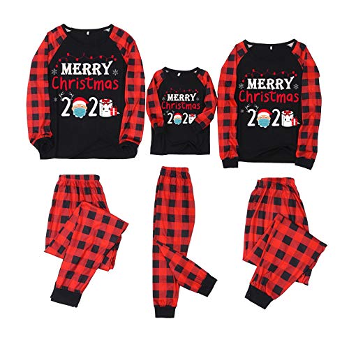 Christmas Pajamas for Family Women Men Kids Baby Loose Red Plaid Loungewear for 2020 Merry Christmas Holiday Pjs(#01,Women/Medium)