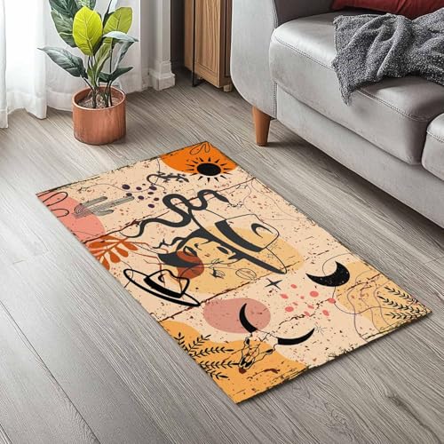 Welcome Doormat, 20x32in, Boho Western Cowboy Cactus Rug
