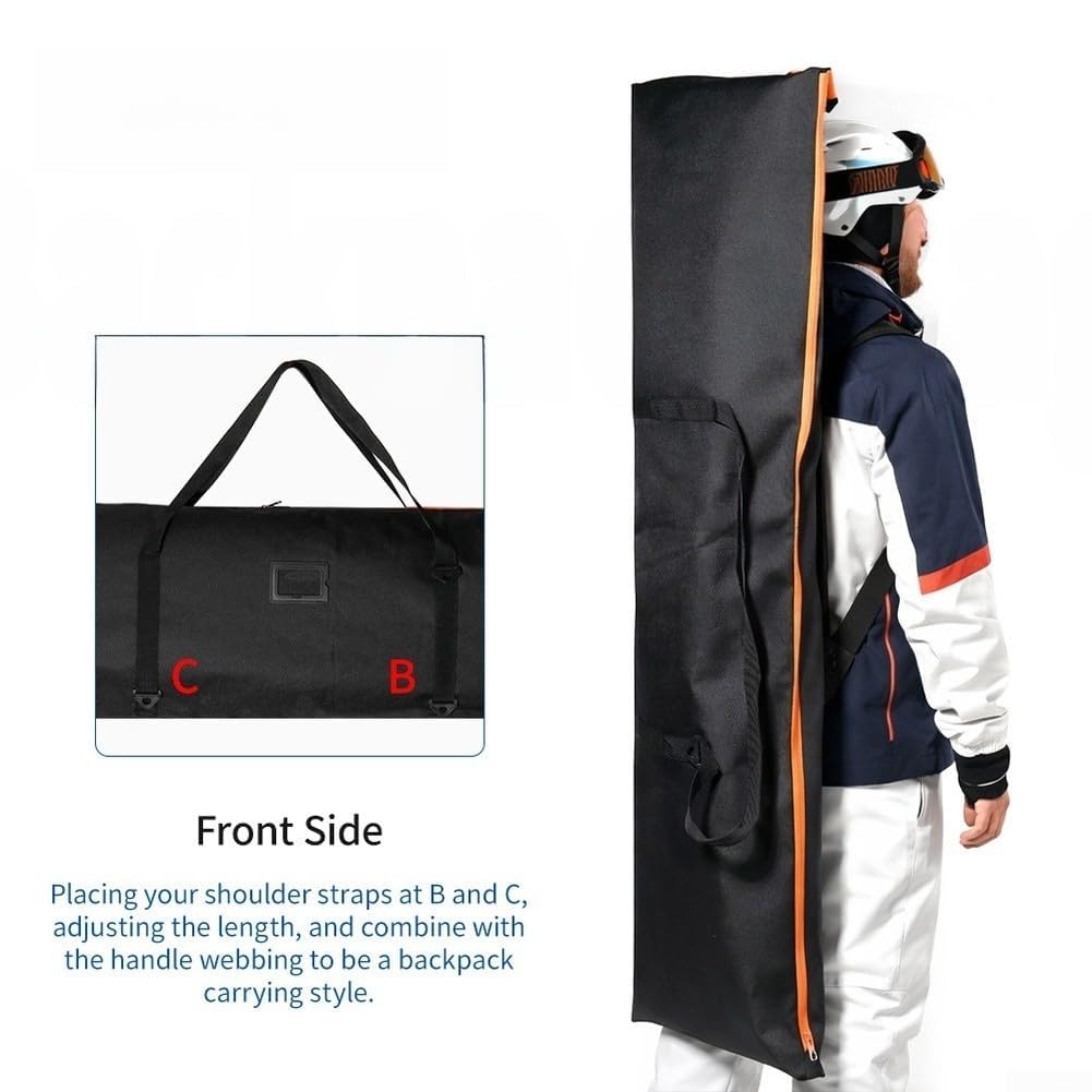Ski- und Snowboardtasche, großes Fassungsvermögen, 167 cm, verstellbare Roll-Top-Länge, wasserabweisendes 600D-PVC-Material, Schultergurt und Griff, für Reisen und Winter