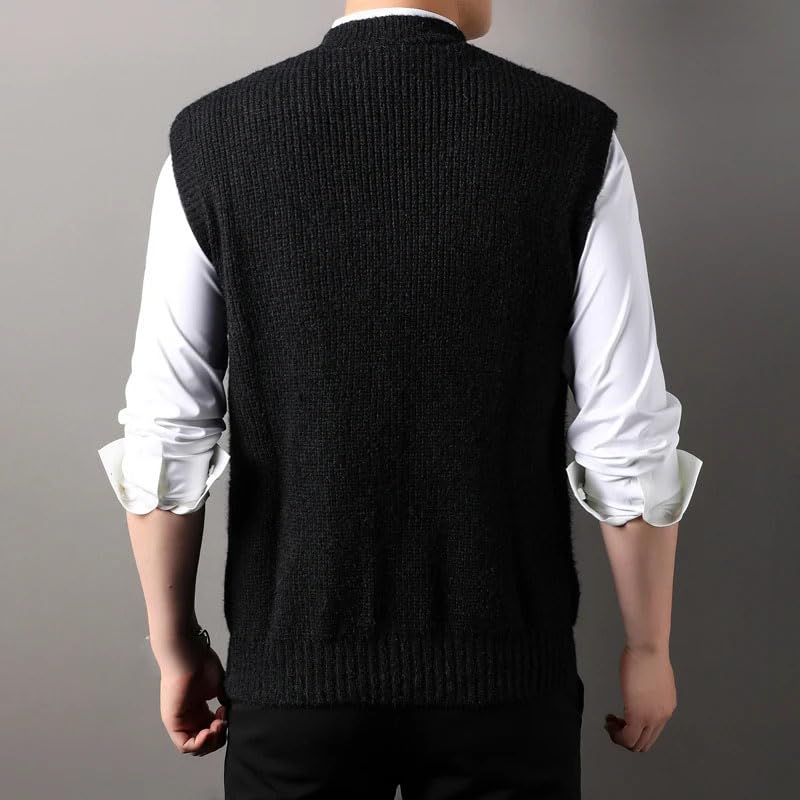 Men Knit Vest Big Buttons Down Sleeveless Sweater V Neck Casual Vest Cardigan2