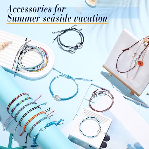 Yinkin 18-Piece Adjustable Boho Beaded Bracelet and Anklet Set - Handmade Colorful Surf Jewelry for Summer Style - Image 3