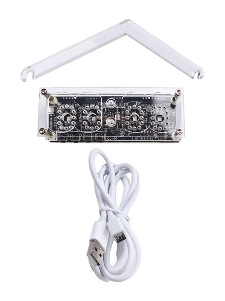 IN-12 Nixie Tube Digital Clock with 225-Color LED Backlight, and Date Display, Acrylic Case, Anti-Cathode Poisoning Program, Infrared Remote Control, DC 5V(Without Tubes)