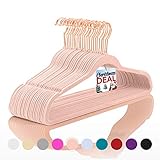 Premium Velvet Hangers (Pack of 50) Heavyduty - Non Slip - Velvet Suit Hangers Blush Pink - Copper/Rose Gold Hooks,Space Saving Clothes Hangers