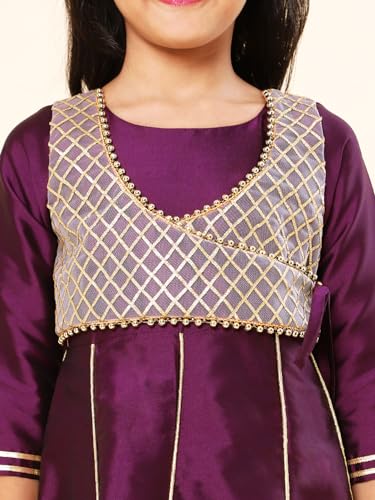 Image of A.T.U.N. (ALL THINGS UBER NICE) Girls Woven Design Gota Jacket Maxi Anarkali Gown