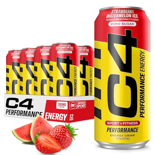 Image of C4 Energy Drink 16oz (Pack of 12) - Strawberry Watermelon Ice - Sugar Free Pre Workout Performance Drink with No Artificial Colors or Dyes