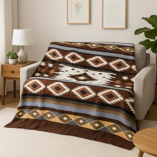 Image of AHUAY Premium Hypoallergenic Alpaca Wool Blanket - Queen Size 94X78 - Ultra Soft Warm Lightweight Andean Geometric Throw, Handmade in Ecuador (Tungurahua Brown Coffee)