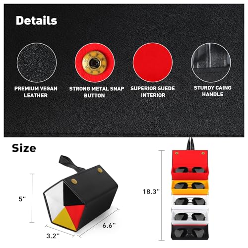 Image of Travel Sunglasses Organizer, Sunglasses Travel Case for Multiple Pairs, Multiple Glasses Travel Case for Women, Men