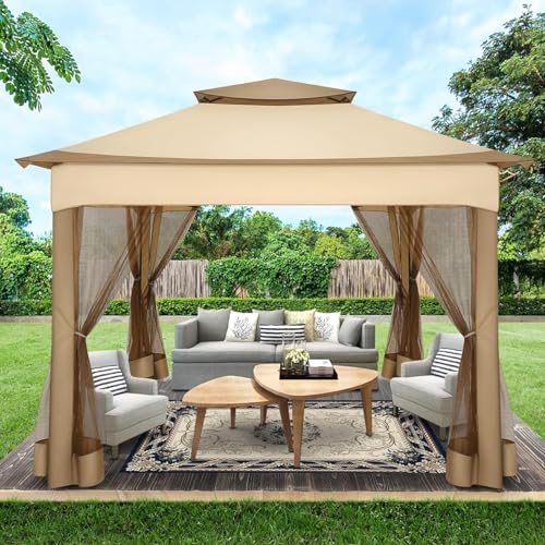 HOTEEL Pavillon 3x3 Wasserdicht Stabil Winterfest Faltpavillon mit Moskitonetz