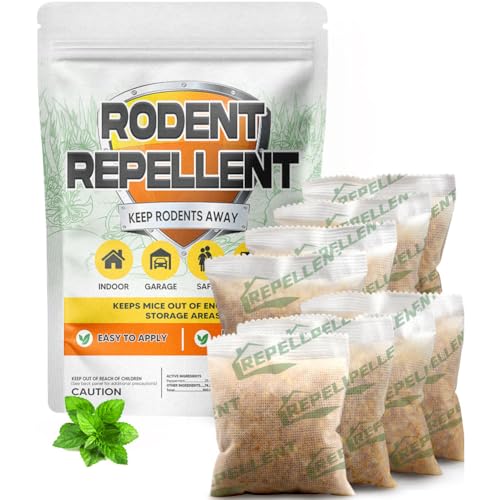 LEBMP Rodent Repellent, Mouse Repellent Pouches, Mice Repellent Indoor, Mouse Deterrent Outdoor, Rat Repellent, Extra-Strength Rodent-Repelling Pouch, Peppermint to Keep Mice Away from Garage-8P