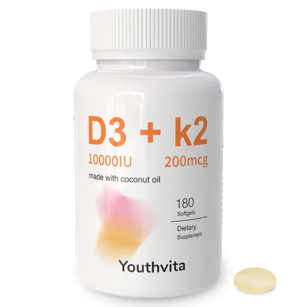 Amazon.com: YOUTHVITA d3 k2 Vitamin 10000 iu, 180 Coconut Oil