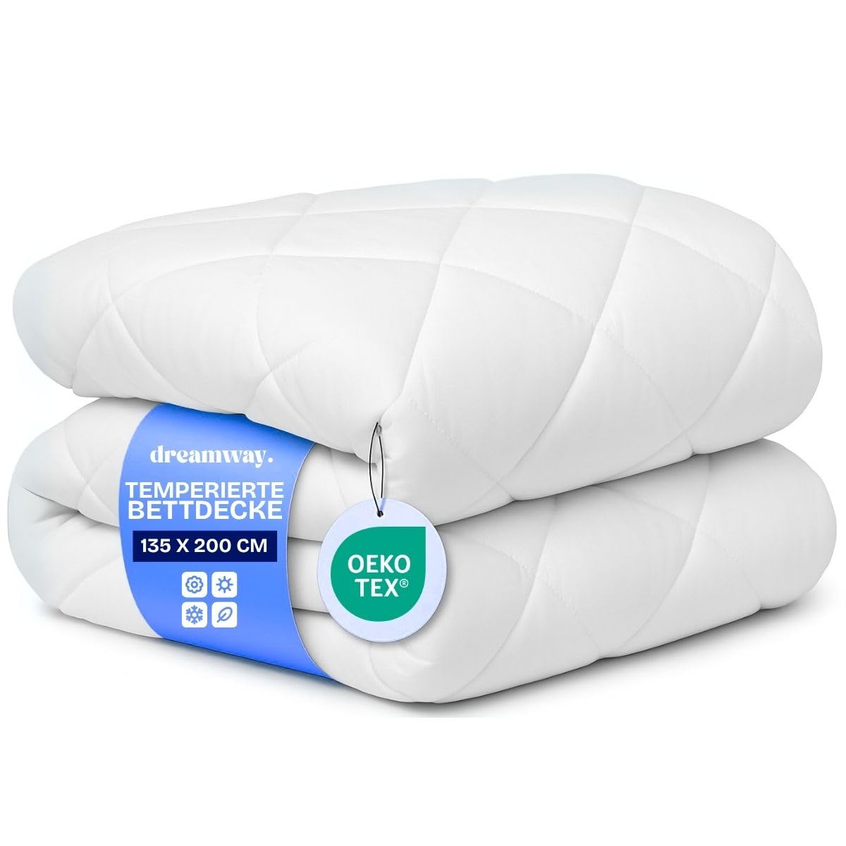 DREAMWAY - Bettdecke Ganzjahresdecke 4 Jahreszeiten, Steppdecke 300gsm Mikrofaser, Super Weiche Zudecke Schlafdecke Atmungsaktive, Weiß, Oeko-Tex Zertifiziert