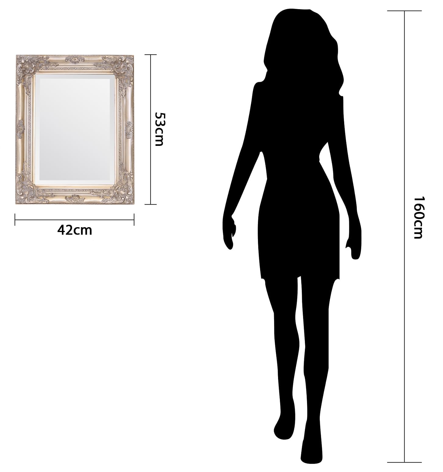 Select Mirrors Spiegel Rhône Vintage Französisch Barock Antik Stil 42cm x 53cm Shabby Chic Wohndeko (Antiker Champagner)