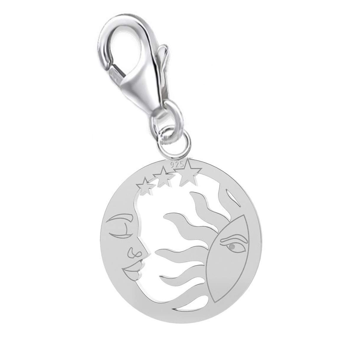 Goldene Hufeisen Pendentif mousqueton en argent véritable 925 pour bracelet à breloques, 15 x 24 x 1 mm, Argent sterling, Pas de pierre précieuse