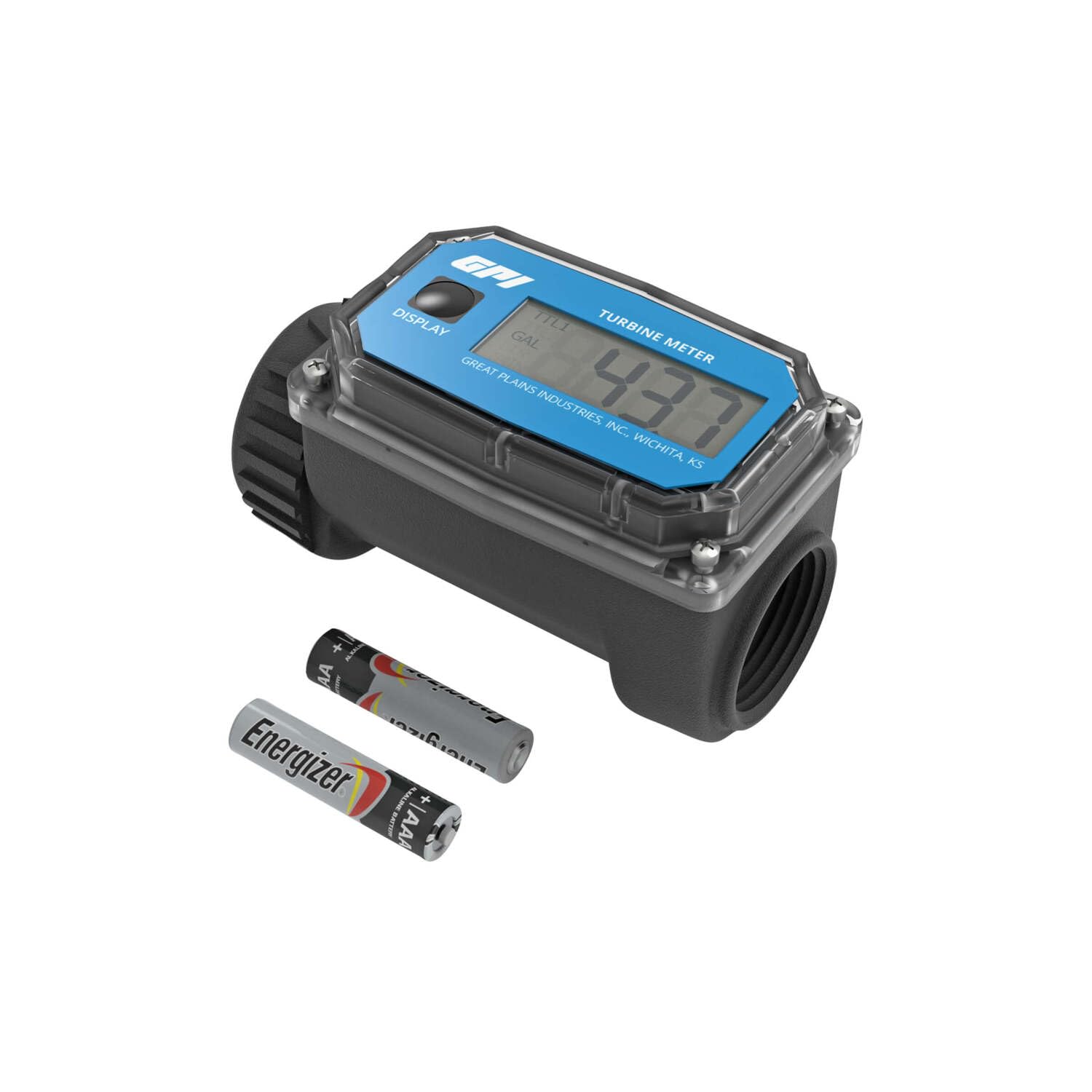 GPI - 01N Series Turbine Flow Meter for Water, Nylon Body, 3-30 GPM (113255-4)