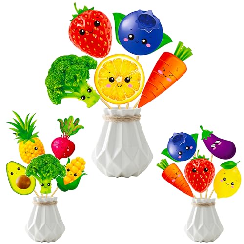 22Pcs Vegetable and Fruit Centerpiece Sticks Farmer Market Birthday Party