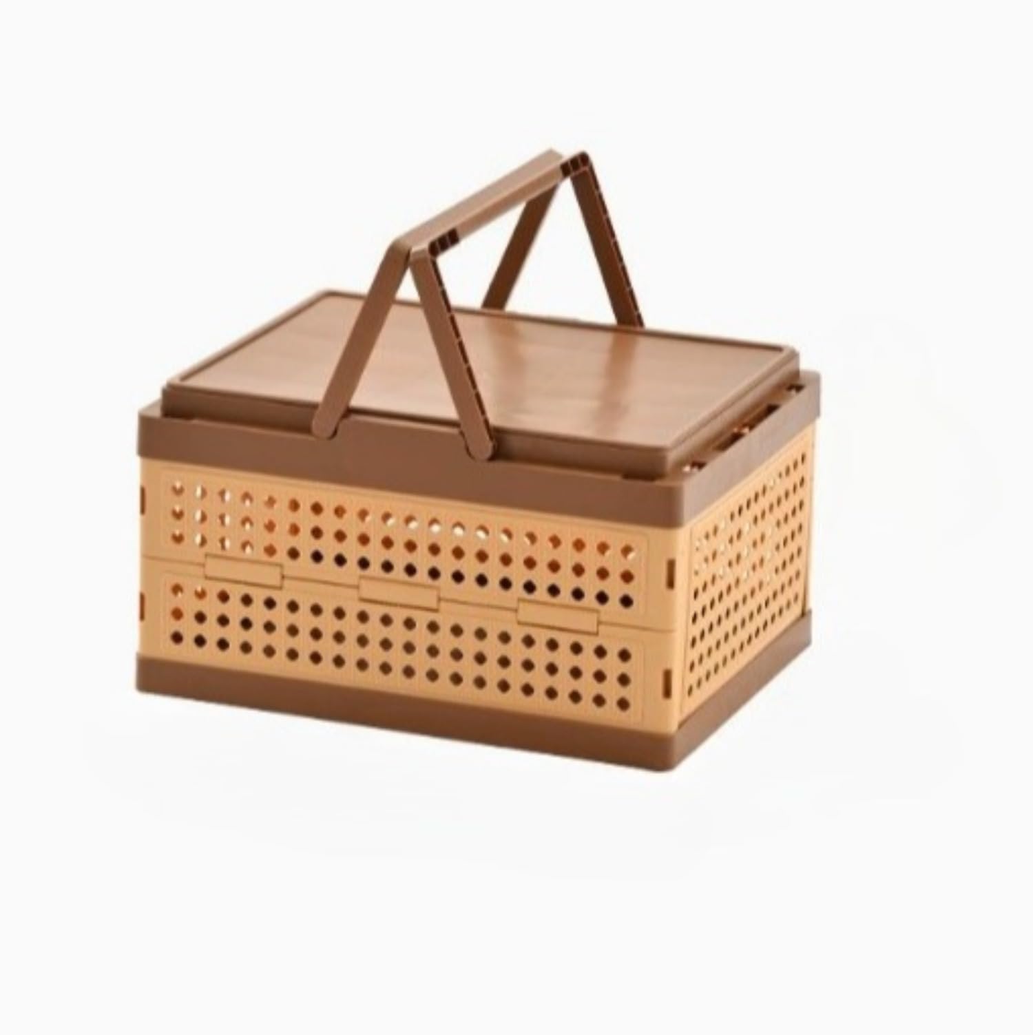 Panier de rangement pliable grand volume avec couvercle et parois respirantes