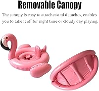 Vista 3 de Flotador de natación para bebé con toldo inflable para exteriores, anillo de natación para exteriores, flamenco rosa, niños pequeños de 6 meses a 48