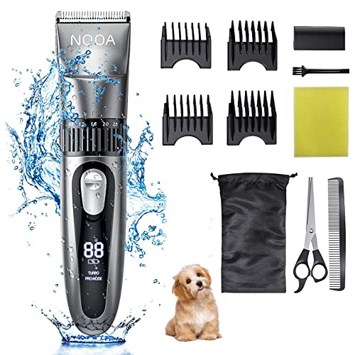 NOOA 電動バリカン ヘアーカッター ヒゲトリマー ヘアクリッパー USB充電式 水洗い可 散髪用 子供 家庭 業務用 アタッチメント付き プロ仕様 取り外し可 コードレス 20段階調節可能 LED表示 グレー