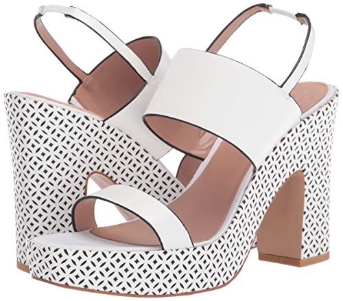 Zac Zac Posen Women's Platform Sandal With Cutout Wrapped Wedge, White Leather, 8.5 #TOP6