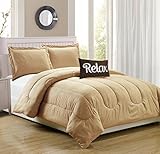 RT Designers Collection Babylon Embossed 4 Piece Comforter Set, Queen, Taupe