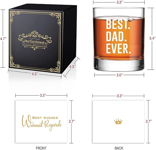 Miniatura 2 de Perfectinsoy Best Dad Ever - Caja de regalo de cristal de whisky, divertido vaso de whisky sarcástico para él, tío, hermano, marido, abuelo, perro,
