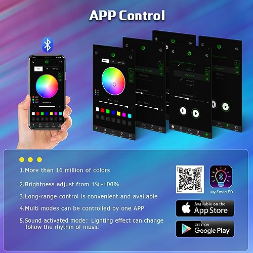 Image of Fiber Optic Lights Kit, 10W Star Ceiling Sky Lights RGBW Twinkle & Music Effect for Home & Car Star Headliner Light with Bluetooth APP + RF Remote Control - Optical Fiber Cable 300pcs*0.03in*9.8ft