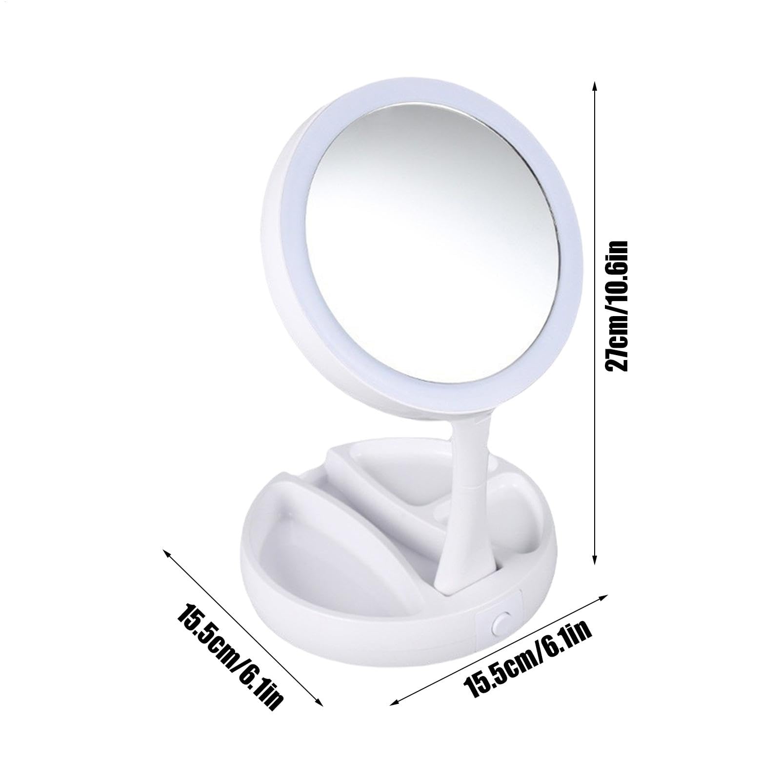 Specchio da Trucco Ingrandimento Specchio illuminato Ingrandimento | Specchio da Viaggio Portatile 10x Doppio Lato con Luce - da Ufficio Pieghevole per Le Donne Ragazze