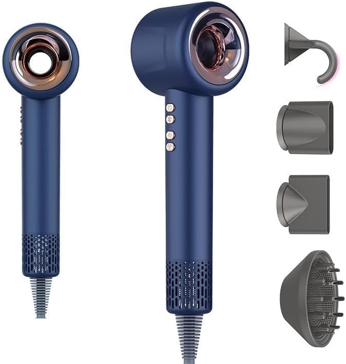 Sèche-cheveux ionique professionnel – Compact, puissant, léger et silencieux – Diffuseur boucles, brushing, air froid – Multifonction, accessoires...